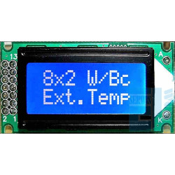 WYŚWIETLACZ LCD 2x8 BIW NEGATYW BLUE 8x2 CYRYLICA