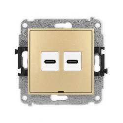 ICON Mechanizm gniazda podwójnego 2xUSB C-C, bez pola opisowego złoty 29IGUSBBO-8