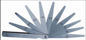 Szczelinomierz 10-płytkowy grubość 1.5 mm, 2 mm, 3 mm, 4 mm, 6 mm, 8 mm, 10 mm, 12 mm, 15 mm, 25 mm materiał Stal