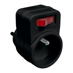 Rozgałęźnik elektryczny 1gn. z uziemieniem i wył. czarny max.16A / P906B dpm