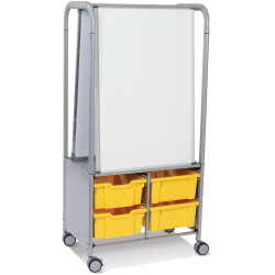 MakerHub Trolley With 2 Magnetic Boards &amp; Sunshine Yellow Gratnells Trays