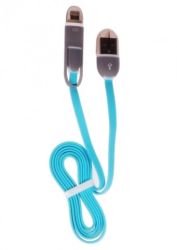 KABEL USB MICR+IPHONE 2A 1M NIEBIESKI