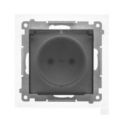 Simon 55 Gniazdo wtyczkowe do wersji IP44 z uszczelką (moduł), szybkozłącza. Klapka transparentna Grafitowy mat TGZ1BCZ.01/116A