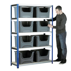 Eco-Rax Space Bin Container Kit Shelving Bay 1800 x 1200 x 450mm &#x2B; 8 x Space Bin
