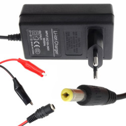 Ładowarka Li-ion 4.2V 2A zasilacz wtyk 5.5/2.1mm + adapter na krokodylki