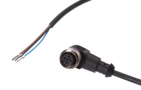 Kabel konfekcjonowany jednostrony złącze M12 żeńskie 3-pinowe kątowe wolny koniec przewodu 3x0,34mm² 2m PUR 250V IP67 VK200021