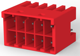 Pin header, 10 pole, pitch 3.3 mm, straight, red, 3-1971906-5
