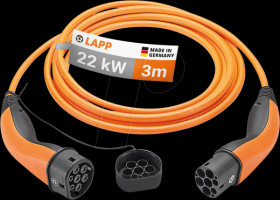 5555934040 Type 2 cable, for electric vehicles, 22 kW, 32 A, 3-phase, 3 m