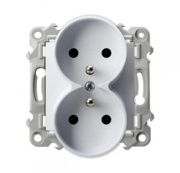 SZAFIR Gniazdo podwójne z uziemieniem moduł bez ramki biały GP-2ZRZ/m/00