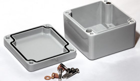 Aluminum die cast enclosure, (L x W x H) 75 x 80 x 52 mm, gray (RAL 7046), IP66, 1590Z100GY