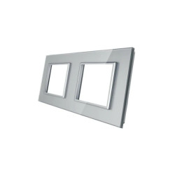 Livolo PODWÓJNA SREBRNA METALIZOWANA RAMKA SZKLANA 150 x 80mm GPF-2-64