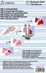 9179 Laminating films, business cards, 125 mic, pack of 100