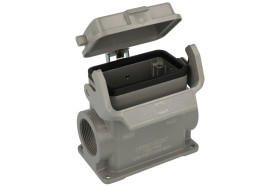 Obudowa złącza; Han B; 19300100297; 10B; metal; proste; na panel; wyjście na dławnicę M32; z 1 klamrą; z pokrywą; 2 boczne wyjśc