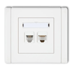 FLEXI Gniazdo telefoniczne pojedyncze 1xRJ11 + komputerowe pojedyncze 1xRJ45, kat. 5e, 8-stykowe, beznarzędziowe biały FGTK