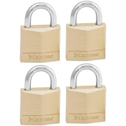Master Lock 130EURQNOP Solid Brass 30mm Padlock 4-Pin - Keyed Alike x 4