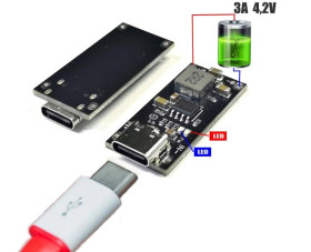 MODUŁ ŁADOWANIA AKUMULATORÓW Li-Ion 18650 4,2V-4,4V 1A-3A IP2312 USB-C (BMS-70093)