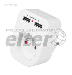 Gniazdo sieciowe z ładowarką USB 2x2,1A