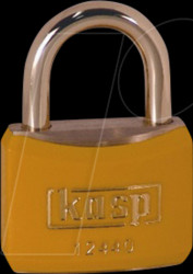 K12440YELD Brass lock, yellow sheathed
