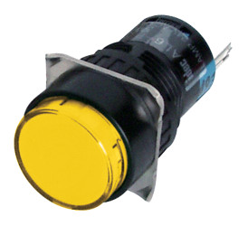 Lampka kontrolna do montażu panelowego, Żółta 16mm LED Czarny Idec