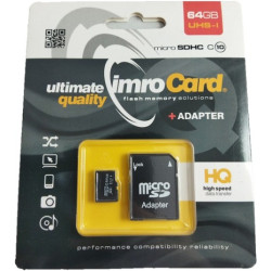 Karta 64GB microSD UHS-I class10 + adapter IMRO