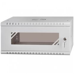 Szafa wisząca RACK 19" 4U 350mm drzwi szklane szara PRO