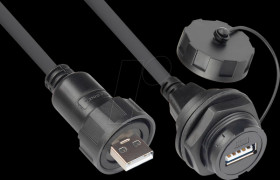 IC04-U203 Connector - USB 2.0 Type A Cable > Panel Socket A, Bayonet