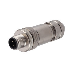 Przemysłowe złącza okrągłe 4-pinowe M12, kablowe Wtyczka RS PRO