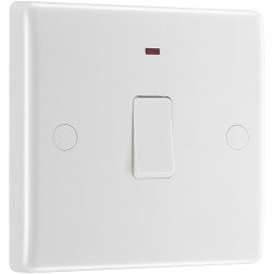 BG 833 White Nexus Moulded Single Switch 20A - Power Indicator And Flex Outlet