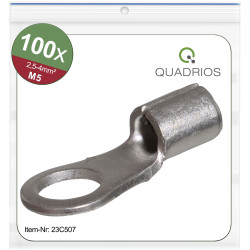 Quadrios 23C507 Ring Terminal 4 mm² 5.3 mm Hole Non-Insulated 100 pcs