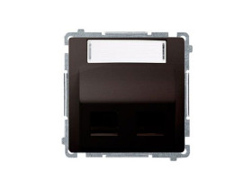 SIMON BASIC Pokrywa gniazd teleinformatycznych na Keystone skośna 2 podwójna z polem opisowym czekoladowy BMGKS2P.01/47 KONTAKT