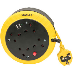 Stanley SXECGK2OHJE Cable Reel 240V 13A 4-Socket &#x2B; 2 USB 5m