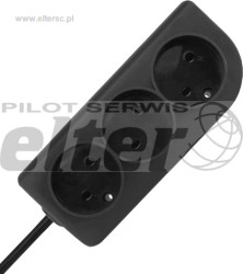 Przedł. sieciowy 5,0m 3gn. czarny bez uziemienia