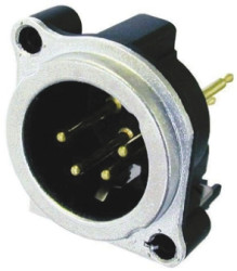 Złącze XLR 4 -pinowe Montaż na płytce drukowanej Męski Czarny