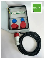 Metalowa rozdzielnica ścienna CEE 32A 16A 2x230V z bezpiecznikami FI z kablem 5m IP54 94V-5