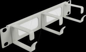 66541 10" Cable Management Brush Strip, 3 hooks, 1U, grey