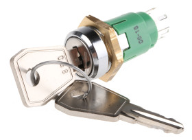 Wyłącznik kluczykowy, DPDT, 1 A przy 24 V DC 2-Way, -20 → +65°C