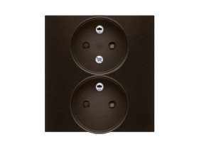 SIMON 54 Gniazdo podwójne z uziemieniem z funkcją niezmienności faz z przesłonami z ramką zaciski śrubowe brąz mat DGZ2TZ/46 KON