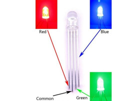 5mm RGB LED Diode, Clear, Common Anode