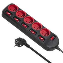 Listwa zasilająca przedłużacz 5 gniazd z włącznikami Maclean Energy MCE204 250VAC/10A 1,5m MCE204