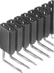 Gniazdo rzędowe, kątowe, RM 2.54 mm, 2x10-pin