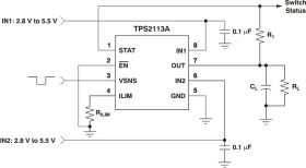2.8-V to 5.5-V, 84-mΩ, 1.25-A, power mux with automatic switchover and status output