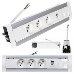 Simon 480 Listwa zasilająca na 3 gniazda + 2 gniazda USB (typ A + typ C) biała