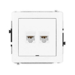 DECO Mechanizm gniazda komputerowego podwójnego 2xRJ45, kat. 6A, 8-stykowy, bez pola opisowego, biały mat 25DGKBO-8