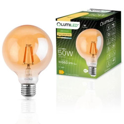 Żarówka Dekoracyjna Kulista LED E27 G95 6W = 50W 660lm 2000K Ciepła 360 Filament LUMILED Globe Amber