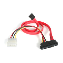 Kabel SATA, SATA Data - LP4; SFF-8482, 457.2mm, Czerwony