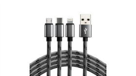 Kabel Przewód Usb 3W1 - Usb-C, Lightning, Micro Usb 120Cm Everactive...