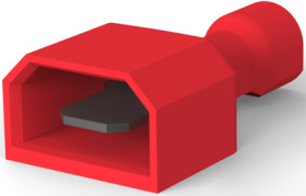 Insulated flat plug sleeve, 4.75 x 0.51 mm, 0.32 to 0.82 mm², AWG 22 to 18, brass, tin-plated, red, 2-521103-2