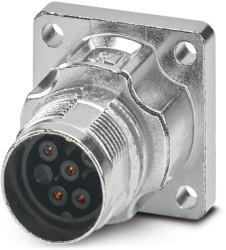 Surface mount socket, M17, 6 pole, crimp connection, standard/ONECLICK quick locking system, straight, 1628919