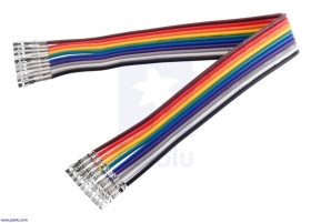 Pololu Ribbon Cable with Pre-Crimped Terminals 10-Color F-F 6" (15 cm)