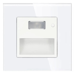 Lampka schodowa LED 230V 1.5W z czujką ruchu - szklana ramka - biały - Tawoia Glass